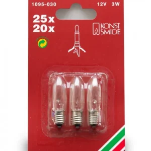 Konstsmide, guirlandes lumineuses de Noël 3 Ampoules De Rechange 12V, 3W Pour Chandelier Electrique 20 A 25 Lampes