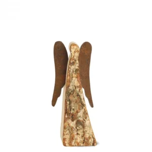 Waldfabrik, photophore en bois et étoile sapin de Noël Ange De Noël En Bois Avec Ailes Metal, 9 Cm