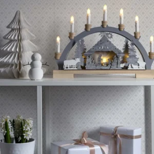 Konstsmide, guirlandes lumineuses de Noël Arche Lumineuse Led En Bois Avec Crèche De Noël, 7 Lampes, 45 Cm