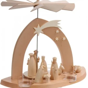 Schalling, crèche moderne Arche Pyramide Moderne De Noël En Bois D'Aulne