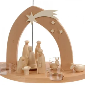 Schalling, crèche moderne Arche Pyramide Moderne De Noël En Bois D'Aulne
