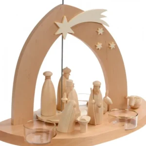 Schalling, crèche moderne Arche Pyramide Moderne De Noël En Bois D'Aulne