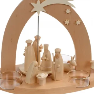 Schalling, crèche moderne Arche Pyramide Moderne De Noël En Bois D'Aulne