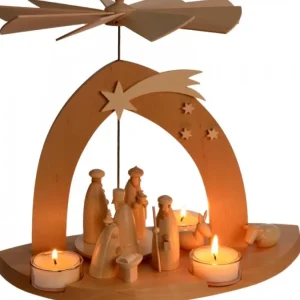 Schalling, crèche moderne Arche Pyramide Moderne De Noël En Bois D'Aulne