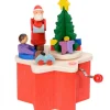 Graupner, décoration de sapin de Noël, Déco Noël enfant Boite A Musique A Manivelle Rouge, Père Noël Et Enfant