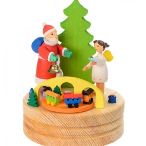 Graupner, décoration de sapin de Noël, Déco Noël enfant Boite A Musique En Bois, Père Noël Et Ange Blanc