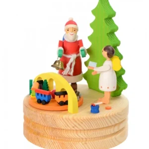 Graupner, décoration de sapin de Noël, Déco Noël enfant Boite A Musique En Bois, Père Noël Et Ange Blanc