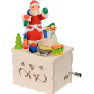 Graupner, décoration de sapin de Noël, Déco Noël enfant Boite A Musique Enfant A Manivelle, Père Noël Et Jouets