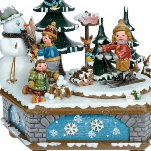 Hubrig, figurines pour enfant Boite A Musique Noël, Jeux D'Enfants Dans LÀ Neige