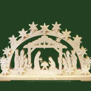 Ratags, décos de Noël lumineuses en bois Bougeoir Electrique Led Crèche Lumineuse En Bois