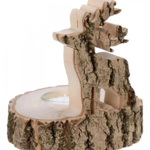 Waldfabrik, photophore en bois et étoile sapin de Noël Bougeoir En Bois Brame Du Cerf, 13 Cm