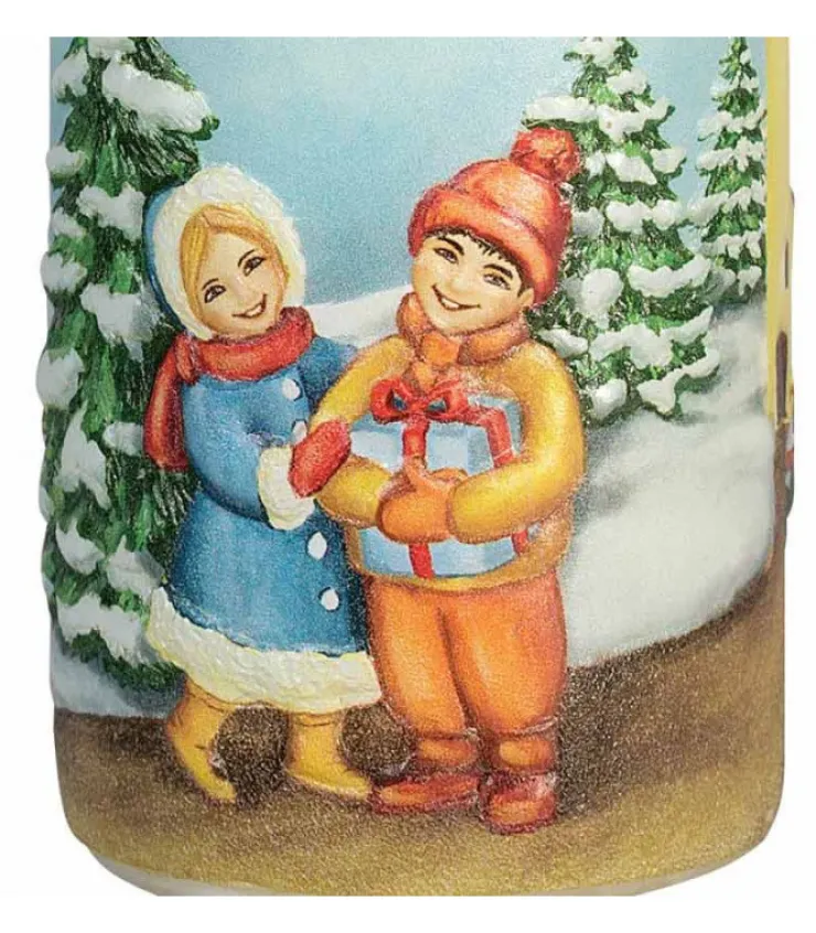 Ewa Kerzen, bougies de Noël et bougies de l'Avent Bougie Décorative De Noël, Motif Vintage Enfant Et Village