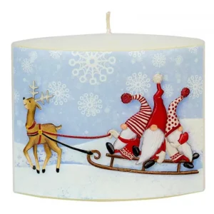 Ewa Kerzen, bougies de Noël et bougies de l'Avent Bougie De Noël Longue Avec Des Pères Noël Sur Un Traineau