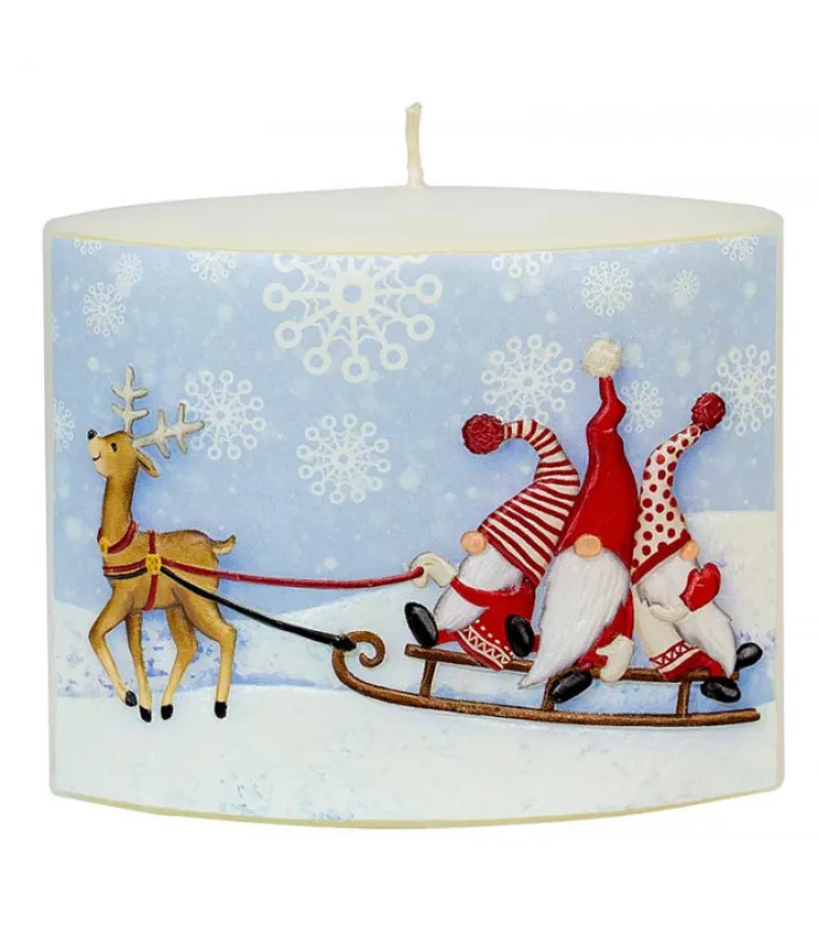 Ewa Kerzen, bougies de Noël et bougies de l'Avent Bougie De Noël Longue Avec Des Pères Noël Sur Un Traineau