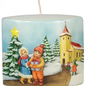 Ewa Kerzen, bougies de Noël et bougies de l'Avent Bougie De Noël Vintage Scene Enfant Et Village