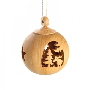 Waldfabrik, photophore en bois et étoile sapin de Noël Boule De Noël En Bois, Motif Elan, 6 Cm