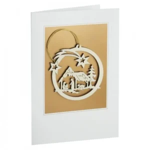 Waldfabrik, photophore en bois et étoile sapin de Noël Carte De Voeux Avec Motif Crèche De Noël