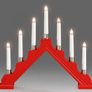 Konstsmide, guirlandes lumineuses de Noël Chandelier À 7 Branches En Bois, Rouge