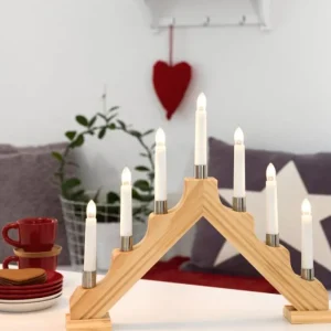 Konstsmide, guirlandes lumineuses de Noël Chandelier De Noël À 7 Branches, Bois Naturel