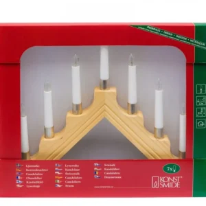 Konstsmide, guirlandes lumineuses de Noël Chandelier De Noël À 7 Branches, Bois Naturel