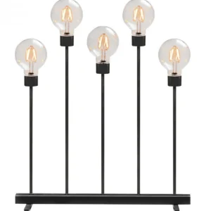 Konstsmide, guirlandes lumineuses de Noël Chandelier Led 5 Ampoules Rondes Ambrees En Metal Noir, 54 Cm