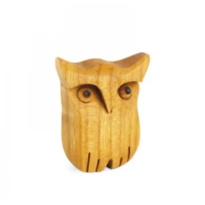 Waldfabrik, photophore en bois et étoile sapin de Noël Chouette En Bois Poli, 3,5 Cm