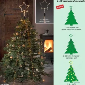 Konstsmide, guirlandes lumineuses de Noël Cime Sapin De Noël, Voile Guirlande Avec Etoile Doree, 274 Diodes Led