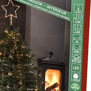 Konstsmide, guirlandes lumineuses de Noël Cime Sapin De Noël, Voile Guirlande Avec Etoile Doree, 274 Diodes Led