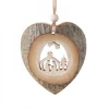 Waldfabrik, photophore en bois et étoile sapin de Noël Coeur En Bois A Suspendre Motif Cisele Crèche Et Etoile, 7 Cm