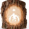 Waldfabrik, photophore en bois et étoile sapin de Noël Crèche A Poser En Ecorce De Bois, 18 Cm