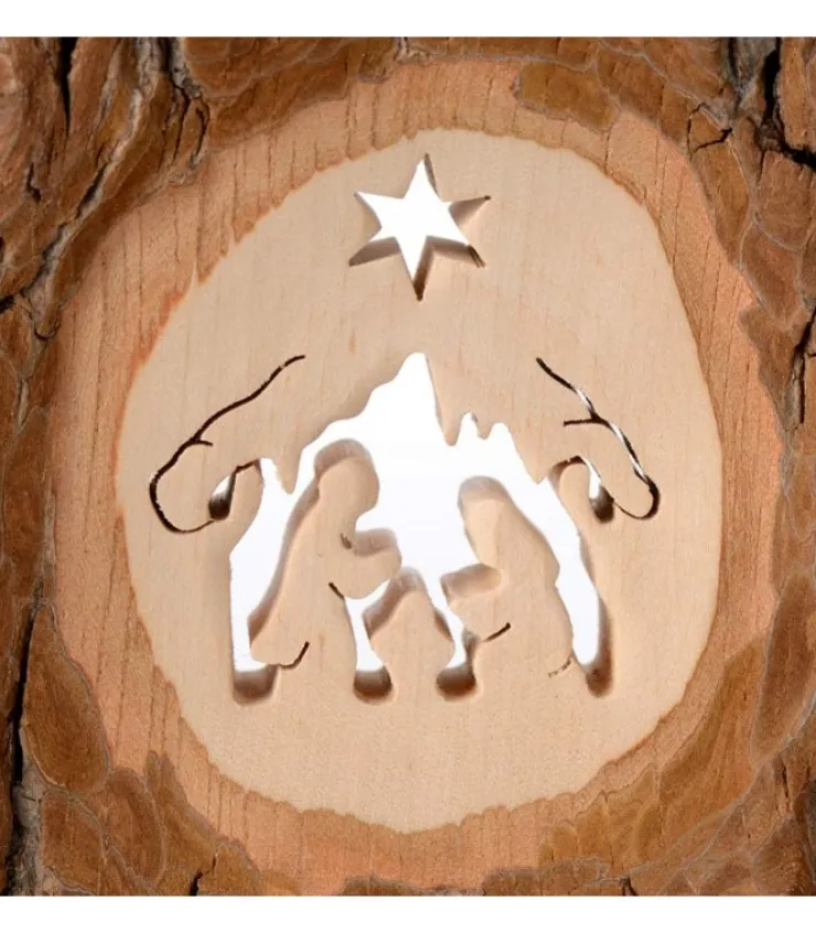 Waldfabrik, photophore en bois et étoile sapin de Noël Crèche A Poser En Ecorce De Bois, 11 Cm