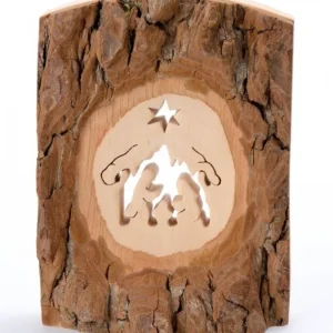 Waldfabrik, photophore en bois et étoile sapin de Noël Crèche A Poser En Ecorce De Bois, 11 Cm