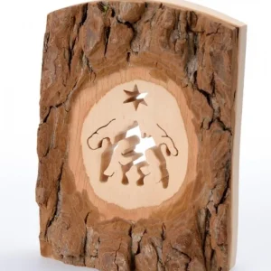 Waldfabrik, photophore en bois et étoile sapin de Noël Crèche A Poser En Ecorce De Bois, 11 Cm