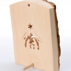 Waldfabrik, photophore en bois et étoile sapin de Noël Crèche A Poser En Ecorce De Bois, 11 Cm