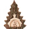 Waldfabrik, photophore en bois et étoile sapin de Noël Crèche De Noël 16 Cm, Taillee Dans Une Ecorce De Bois En Forme De Sapin