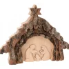 Waldfabrik, photophore en bois et étoile sapin de Noël Crèche De Noël 13 Cm, Taillee Dans Une Ecorce De Bois, Motif Etable