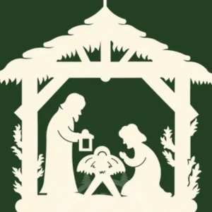 Ratags, décos de Noël lumineuses en bois Crèche De Noël A Suspendre, Etable