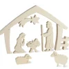 Waldfabrik, photophore en bois et étoile sapin de Noël Crèche De Noël Avec Nativite, Bois Naturel, 15 Cm