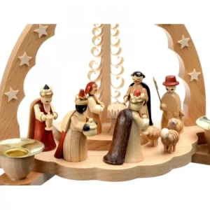 Richard Glasser, Pyramides de Noël allemandes Crèche De Noël En Bois Avec Bougeoir 18 Cm