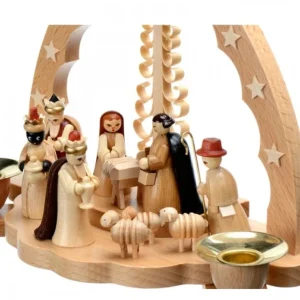 Richard Glasser, Pyramides de Noël allemandes Crèche De Noël En Bois Avec Bougeoir 18 Cm