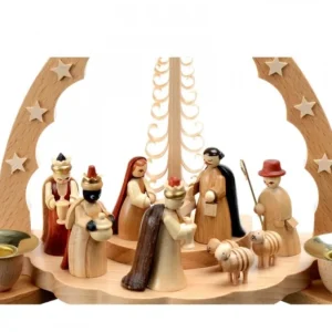 Richard Glasser, Pyramides de Noël allemandes Crèche De Noël En Bois Avec Bougeoir 18 Cm