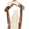 Waldfabrik, photophore en bois et étoile sapin de Noël Crèche De Noël En Ecorce 12,5 Cm, Avec Nativite En Bois D'Erable