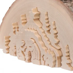 Waldfabrik, photophore en bois et étoile sapin de Noël Crèche De Noël En Relief, Taillee Dans Un Rondin De Bois, 27 Cm