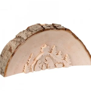 Waldfabrik, photophore en bois et étoile sapin de Noël Crèche De Noël En Relief, Taillee Dans Un Rondin De Bois, 12 Cm