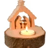 Waldfabrik, photophore en bois et étoile sapin de Noël Crèche De Noël Sur Rondin De Bois Avec Bougeoir