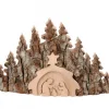 Waldfabrik, photophore en bois et étoile sapin de Noël Crèche De Noël Taillee Dans Une Ecorce De Bois, Motif Etable, 20 Cm