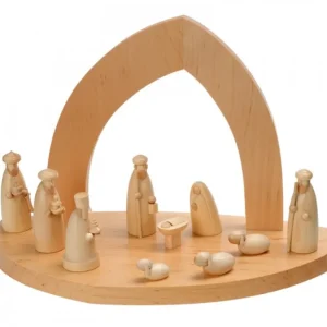 Schalling, crèche moderne Crèche De Noël Vide A Fabriquer En Bois, 20 Cm
