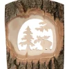 Waldfabrik, photophore en bois et étoile sapin de Noël Déco Bois En Ecorce, Motif Elan Dans La Foret, 18 Cm