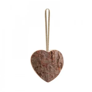 Waldfabrik, photophore en bois et étoile sapin de Noël Déco De Noël, Coeur En Bois A Suspendre A Ruban Dore, 6 Cm