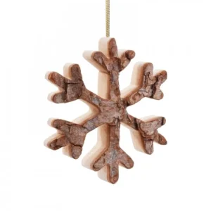 Waldfabrik, photophore en bois et étoile sapin de Noël Déco De Noël, Flocon De Neige En Bois A Suspendre, 7 Cm